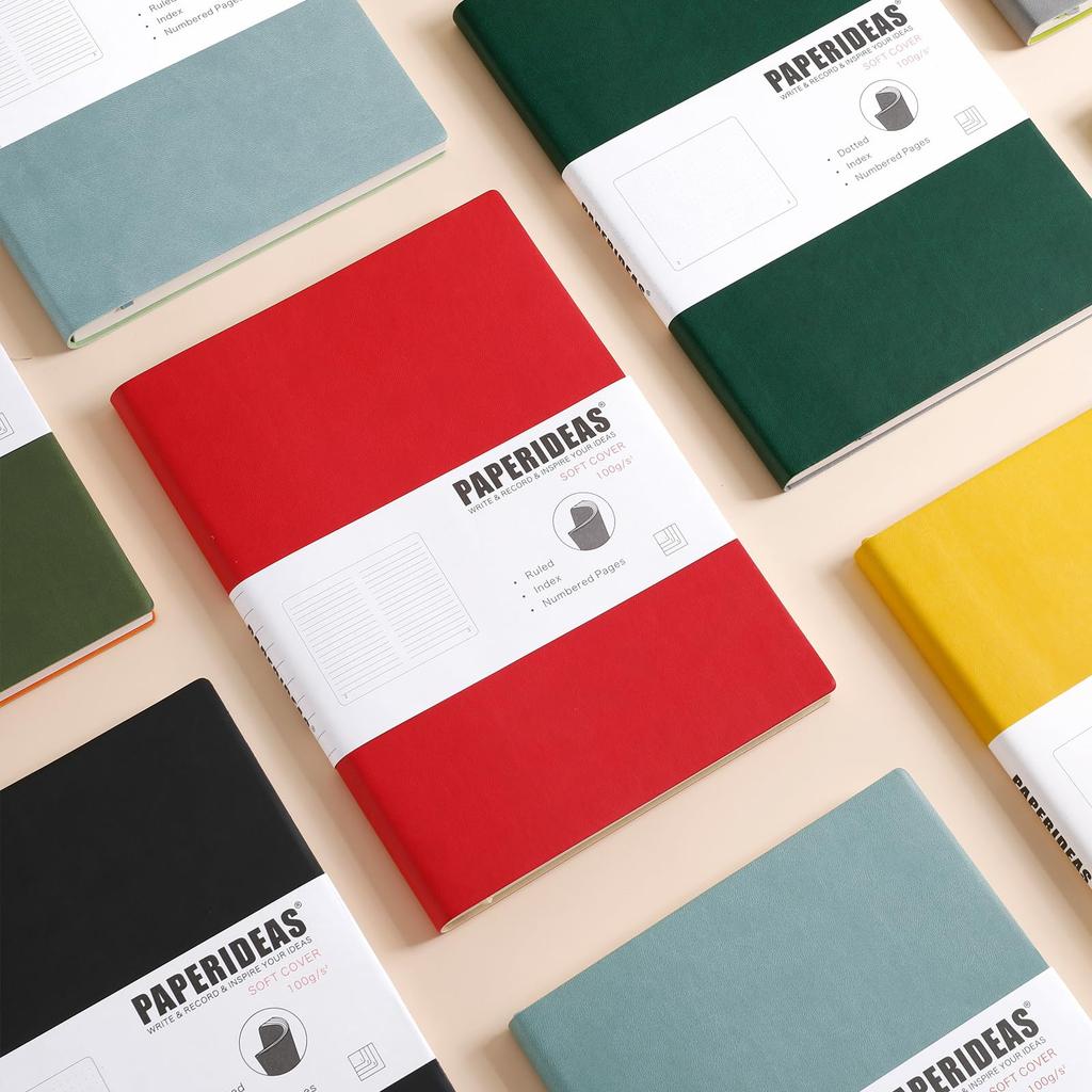 PAPERIDEAS Soft Cover Notebook, B5, (Grid, Red)