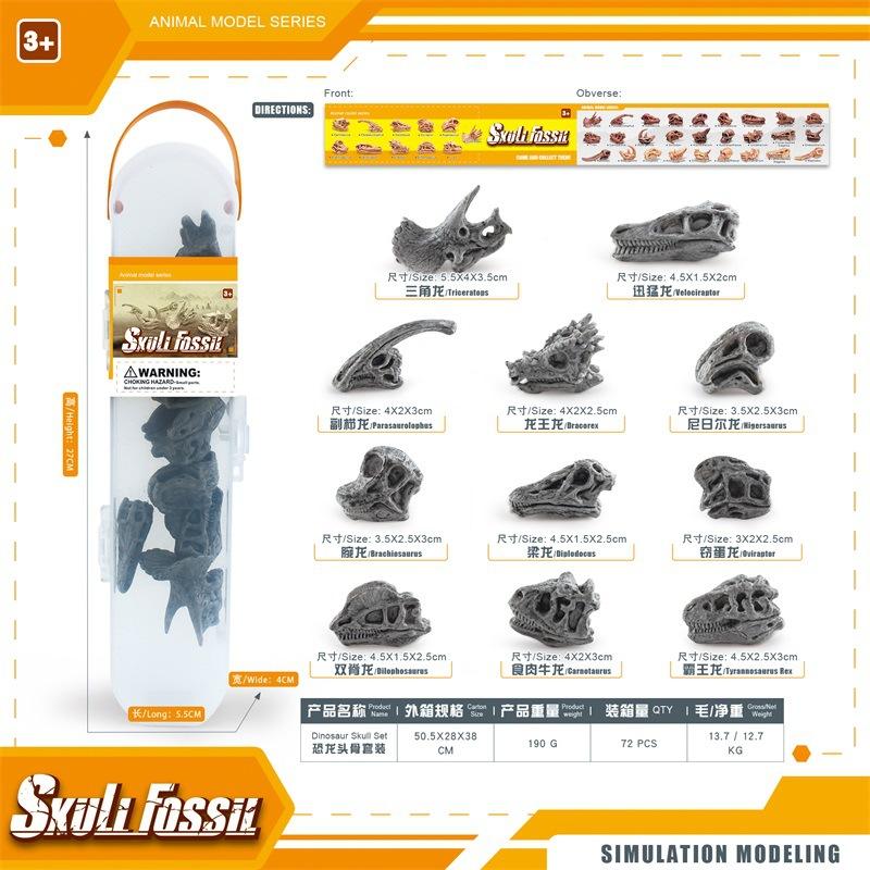 Симуляция Мини Доисторическое Животное Динозавр Модель Черепа Набор Коробка для Хранения Детская Игрушка Декоративное Украшение