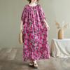 2025 Summer Plus Size Dress Women Vintage Floral Dress Basic Printing Long Beach Elegant Loose Dress