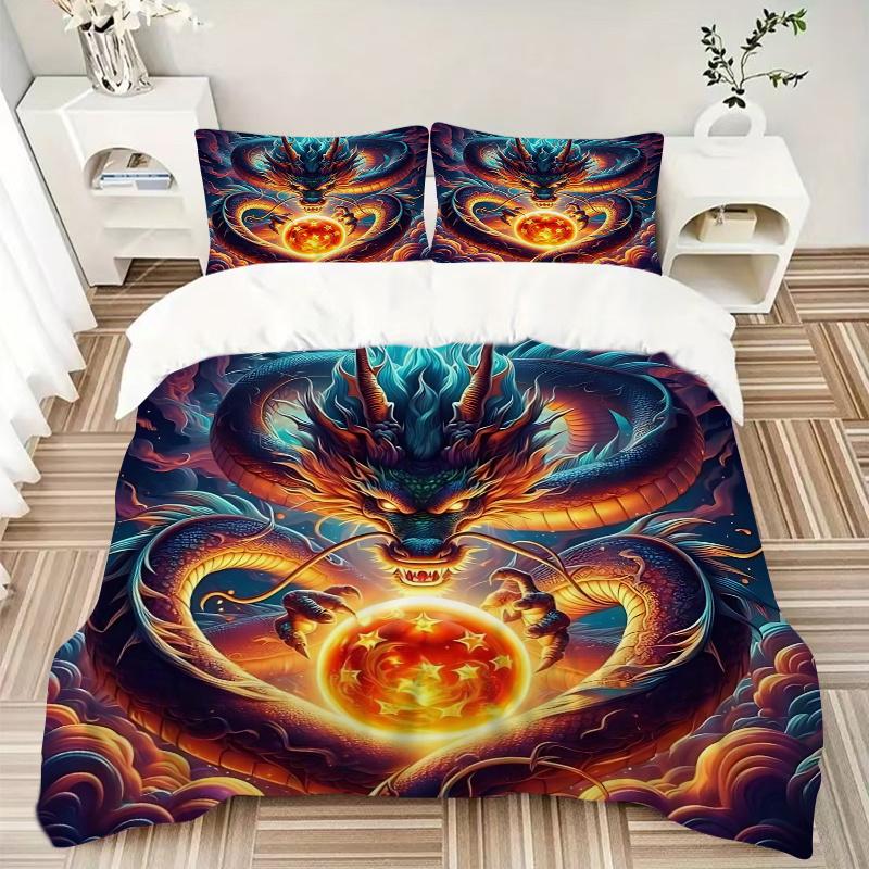 3pcs Dragon Heart Printed Bedding Set, Soft and Comfortable Quilt Cover for Bedroom, Guest Room (1 Duvet Cover + 2 Pillowcases, Pillow Core Not I