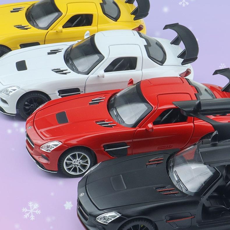Mercedes Benz SLS AMG Supercar Simulation Diecast & Toy Vehicles Sounds & Light Pull Back Car 1:32 Alloy Collection Model