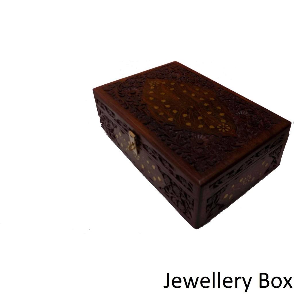 Handicraft BANGLE AND JEWELLERY HOLDER OF BRASS INLAY WORK AND CARVING BANGLE HOLDER, JEWELLERY HOLDER Vanity Box  (Brown)