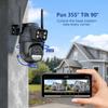 12MP 6K Wifi видеонаблюдение наружное три объектива 8-кратный зум PTZ безопасность обнаружение движения интеллектуальная камера видеонаблюдения Icsee IP Cam
