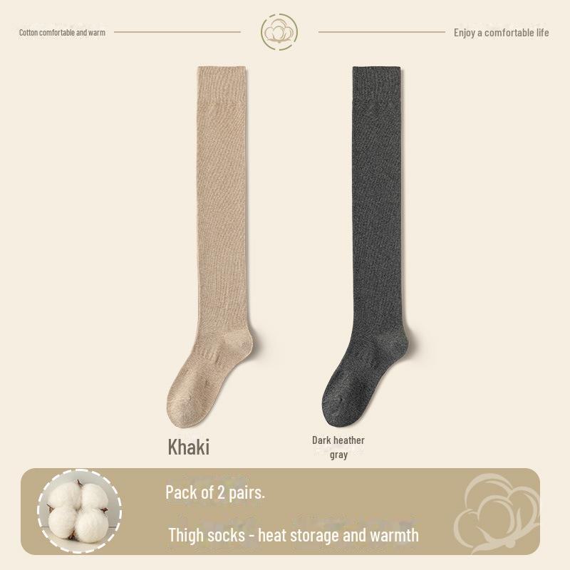 Женские хлопковые носки выше колена: Длина до бедра, теплая, нескользящая, без косточек, для весны и осени