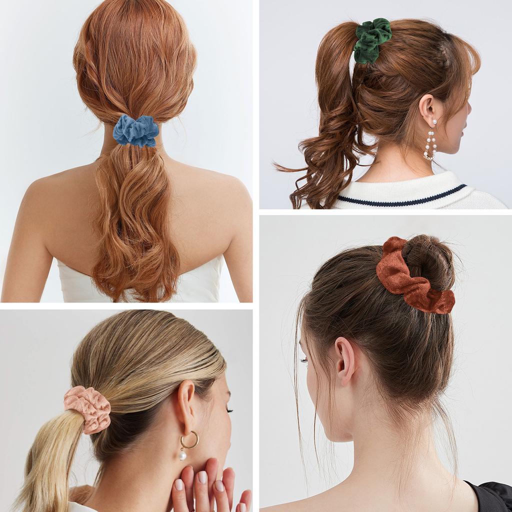 75 PCS Velvet Hair Scrunchies for Women Girls -No Damage Hair Ties Bulk - Soft Ponytail Holders for Gift