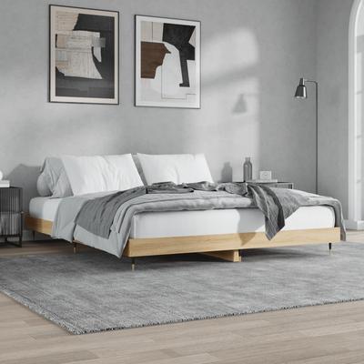 vidaXL Bettgestell Ohne Matratze Sonoma-Eiche 200x200 Cm Holzwerkstoff