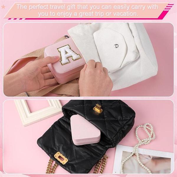 1 шт., шкатулка для драгоценностей с буквами AZ, портативный мини-футляр для ювелирных изделий с алфавитом, розовый органайзер из искусственной кожи с изысканными буквами для женщин и девочек