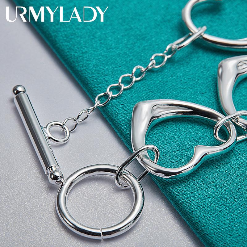 Браслет-цепочка из стерлингового серебра 925 пробы с сердцем любви, модные очаровательные ювелирные изделия