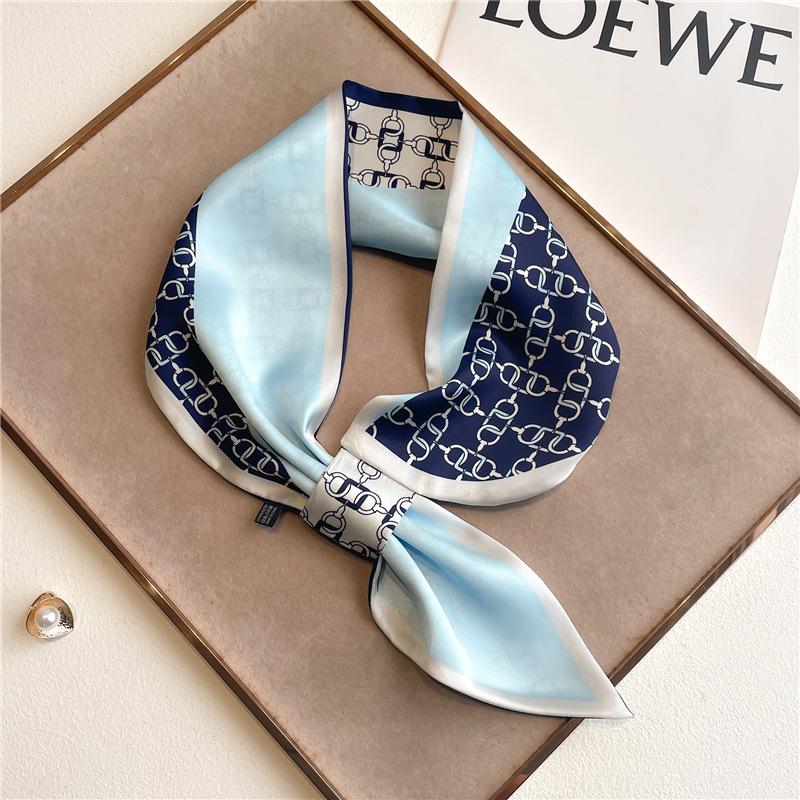 Новый элегантный женский тонкий шарф из мягкого атласа, легкий, шикарный дизайн с принтом для весны и лета, универсальный аксессуар для воротника