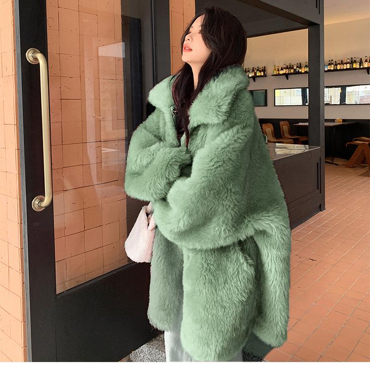 Женское пальто из искусственного меха большого размера, зимняя плюшевая куртка Тедди, плотные теплые пальто с длинными рукавами, женская зимняя верхняя одежда