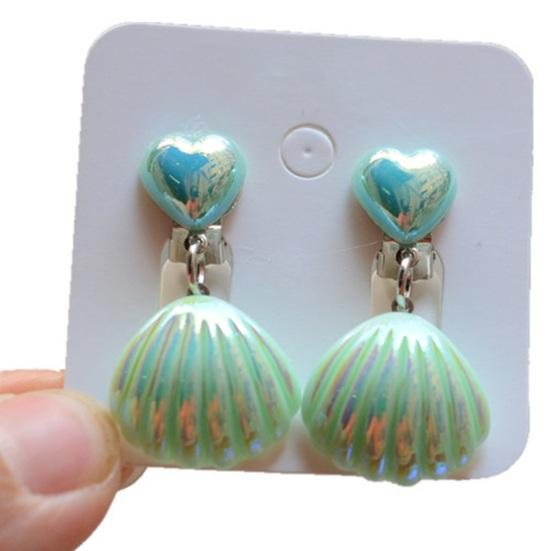 1 Pair Shell Children's Ear Clips Adorable Stand Out with Shiny Princess Design Kids' Earrings Accessories