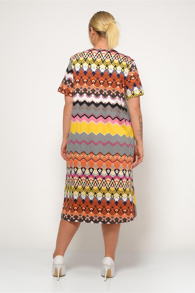 Женское платье большого размера плюс с рисунком, оверсайз, вискозное платье больших размеров с цифровым рисунком и короткими рукавами