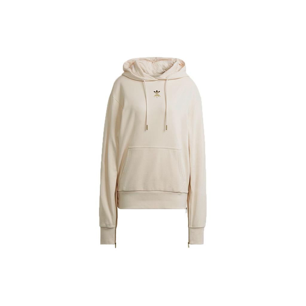 Adidas Originals Trefoil Hoodie With Side Zipper Women Hoodie Off-White HG6657