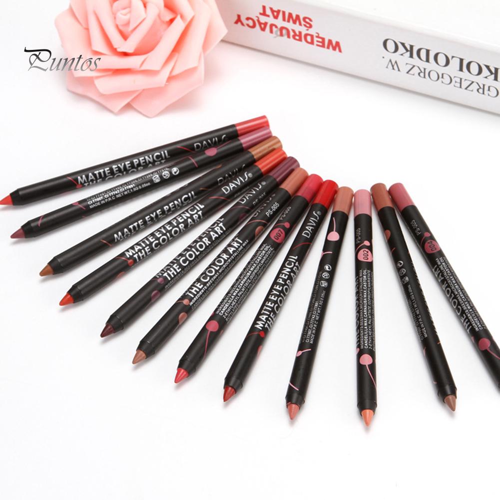 Puntos Водостойкая стойкая помада-карандаш 12 цветов Шелковистая матовая подводка для губ Косметика