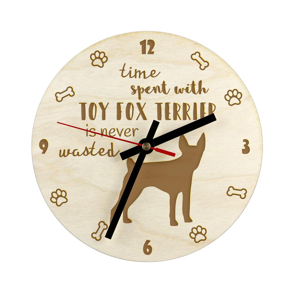 Toy Fox Terrier, American Toy Terrier, Amertoy – Clock with dog, wooden clock with engraving | Art-Dog