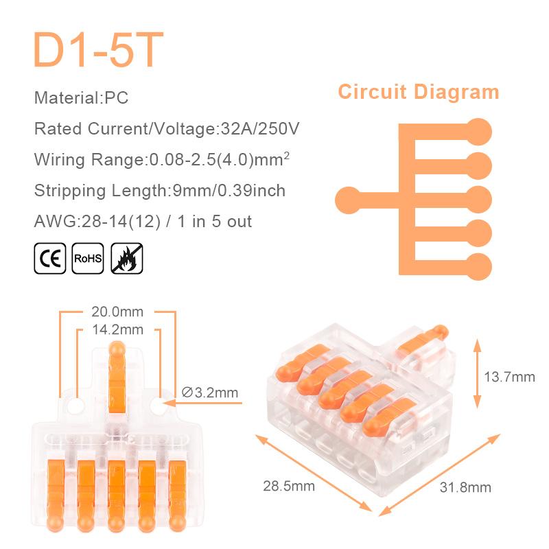 5/10 шт. Мини-быстрый компактный соединительный проводник, 1 вход, несколько выходов, сплиттер, клеммная колодка, крепежное отверстие под винт M3