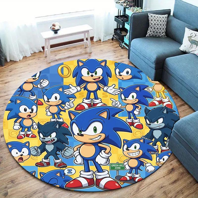 Sonic Hedgehog Round Area Rug Carpet Rug For Living Room Bedroom Sofa Playroom Decor Nonslip Floor Mat