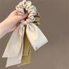 New Fashion High Quality Satin Long Ribbon Wrinkled Hair Ring for Women Girls Bow Ponytail Elastic Hair Band Headdress