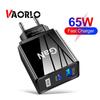 VAORLO GaN Charger 65W Fast Charging PD USB Quickly Charge QC3.0 Charger EU US UK Ports