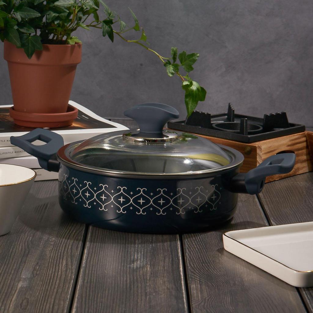 Кастрюля и кастрюля Lassiette Sizzle Induction с антипригарным покрытием (18см, 20см) Можно мыть в посудомоечной машине Синий