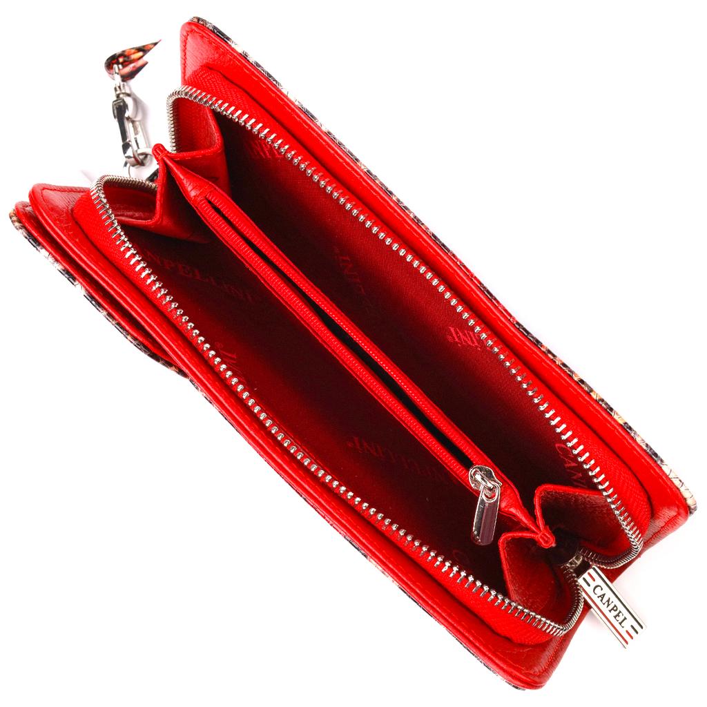 Лакированное женское портмоне клатч из натуральной кожи с тиснением под змею CANPELLINI Wallet 21541 Разноцветное