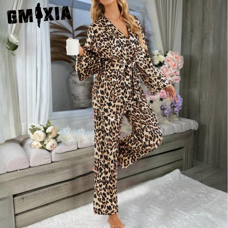 GMXIA Женский домашний комплект Принтованный набор халат Осень Повседневная пижама