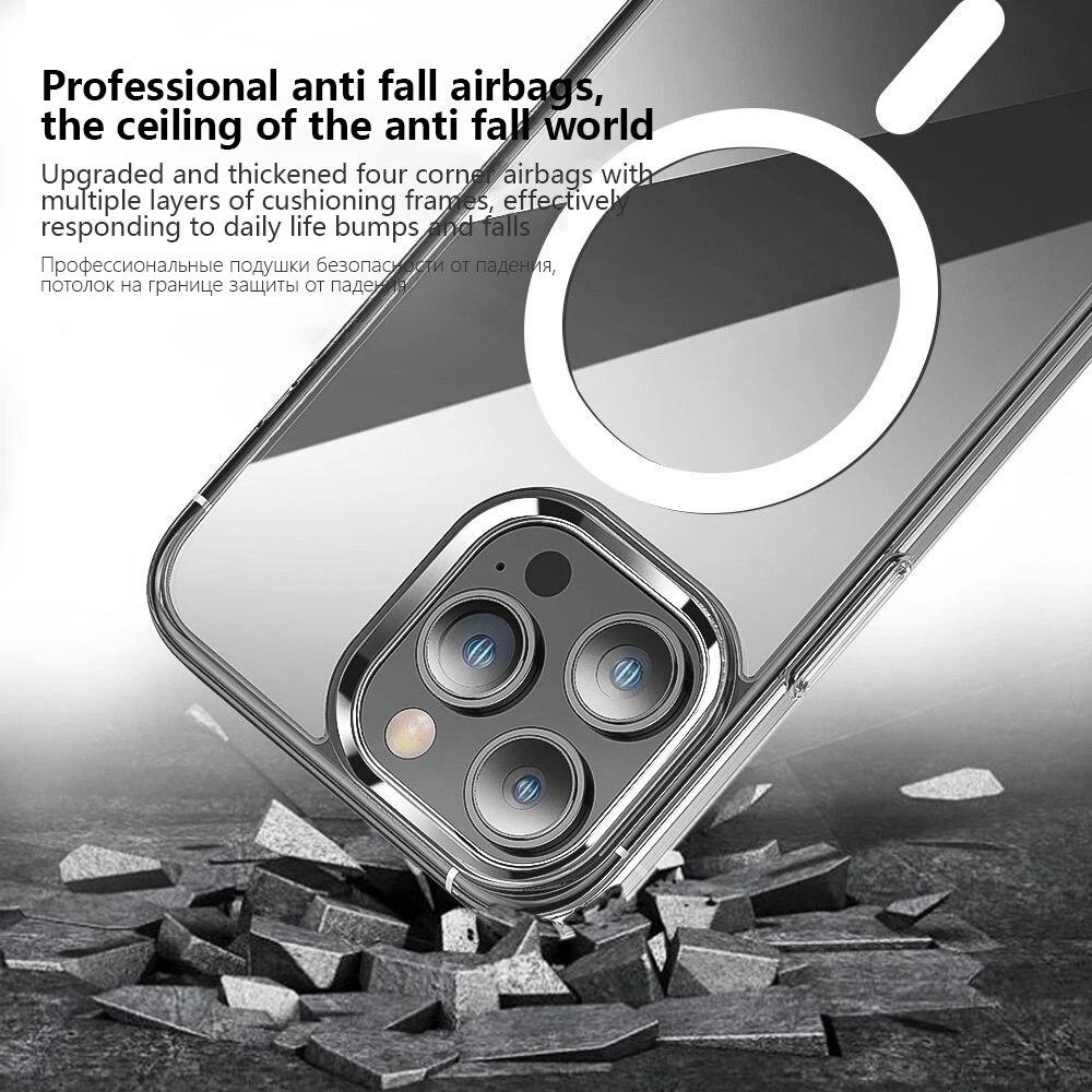 Transparent Magnetic Wireless Charging Case For iPhone 15 14 13 12 11 Pro Max Mini 8 7 Plus X XS XR Shockproof Protective Cover