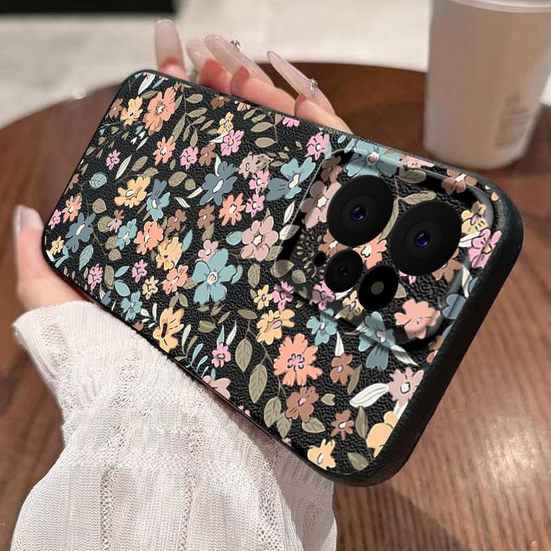 Мягкий противоударный чехол из ТПУ с винтажным цветочным принтом для Xiaomi 13T Pro Poco X6 Redmi Note 14 13 12 Pro 11, матовая кожаная текстура, защитная крышка для объектива