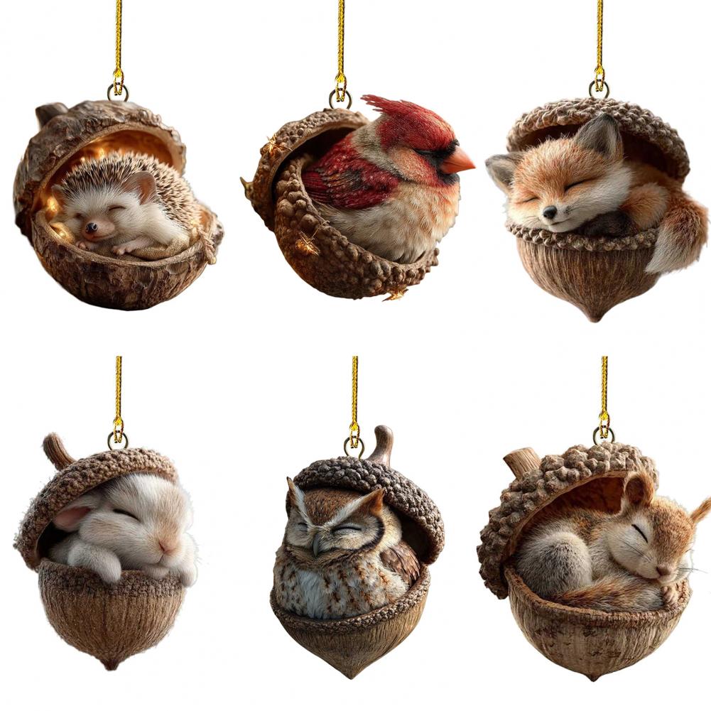 Forest Christmas Decorations Nature-inspired Holiday Ornaments 2d Forest Acorn Ornaments Woodland Creature Christmas for Home