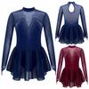 Kids Girls Sparkle Mesh Splice Figure Ice Skating Dress Gymnastic Dance Leotard Tutu Skirt Performance Dancewear