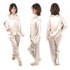 Of Pajamas Silk Silk Pajamas [Gifts Brilliance] Women's [Gift Set] (L, Beige) PJ_3284