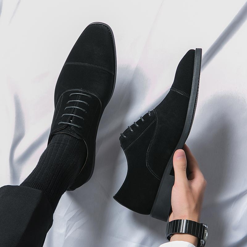 Fashion Brand Men's Fashionable Matte Leather Three Joint Pointed Business Dress Leather Shoes Fashionable Men's Lace Up Groom's Wedding