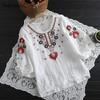 Blusas Femininas Summer Women Blouse Shirt Mori Girl Sweet Flower Embroidery Lantern Sleeve Cotton Linen Blouse Tops Female