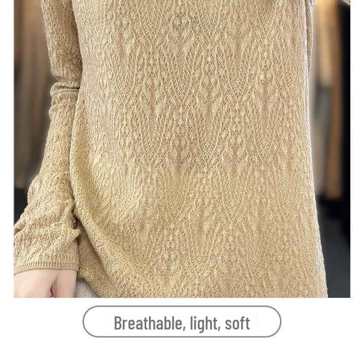 Весенний шерстяной свитер 2025 года: Пуловер с полувысоким воротом, длинными рукавами и цветочным узором