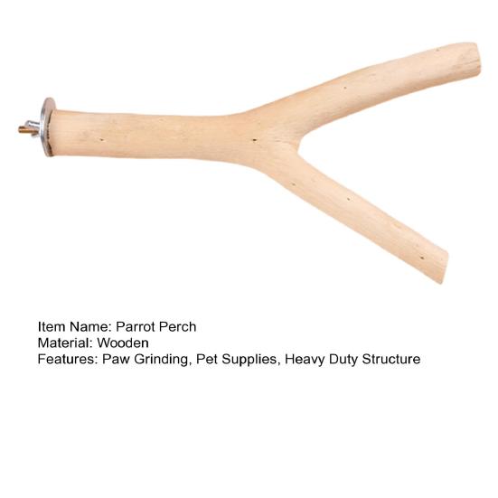 Parrot Perch Stand Y-Shaped Wood Birds Cage Parakeets Cockatiels Conures Macaws Finches Lovebirds Paw Grinding Climbing Standing Branch Pet Supplies