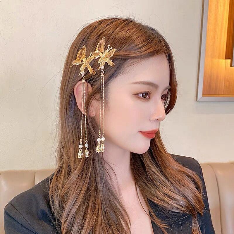 Butterfly Hairpin Hairdress Ancient Style Tassel Step Shaking Clip Duckbill Clip