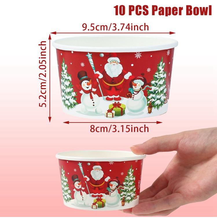 Christmas Santa Claus Paper Bowl Noel Snowman Disposable Bowl Merry Christmas Decor for Home 2025 New Year 2026
