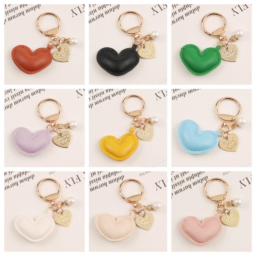 Love Pendant Love Keychain PU Leather Bag Pendant Cute PU Leather Hanger Car Accessory
