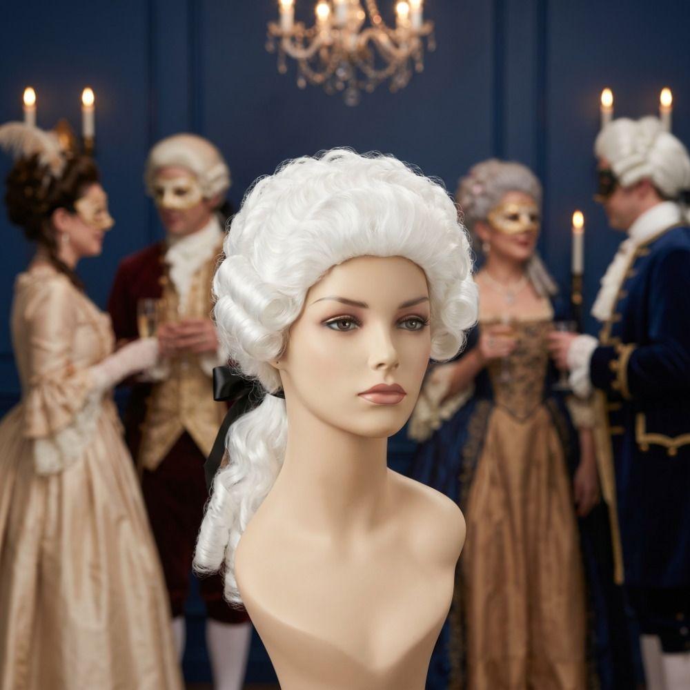 Curly Hair Judge Wig White Wig Lawyer Hair Prop Durable Halloween White Wave Wig Stage Costume
