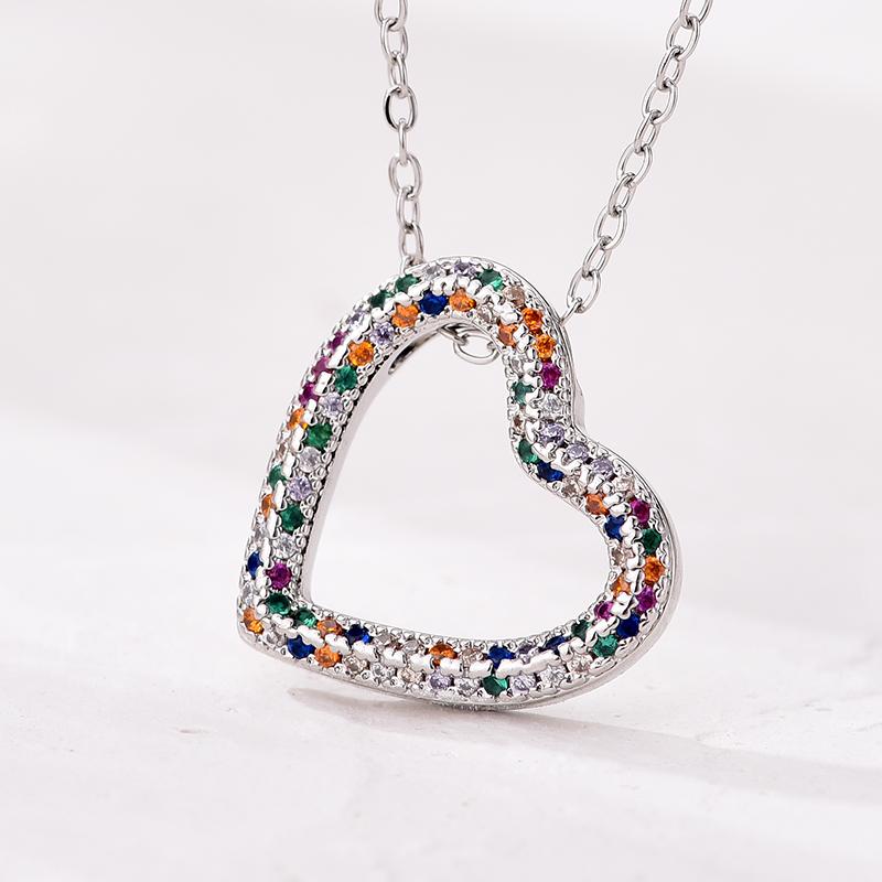 Fashion Classic Heart Zincon Pendant Necklace For Women Stainless Steel Chain Vintage Choker Necklace Female Daily Jewelry Gift