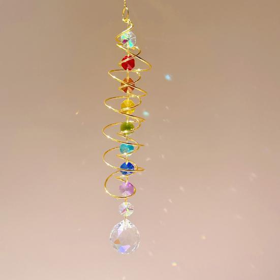 Подвеска из искусственного хрустального шара со спиральным хвостом, декоративная подвеска, ветряная вертушка, создатель радуги, двойная спираль