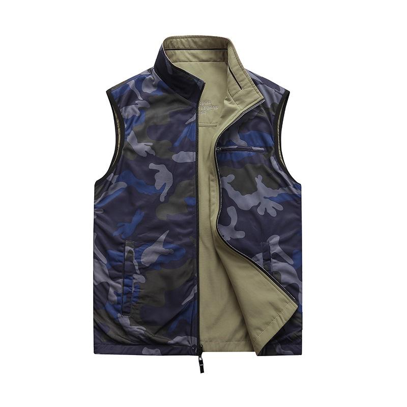 Весна и осень новый мужской повседневный двухсторонний жилет уличный свободный камуфляжный жилет большого размера