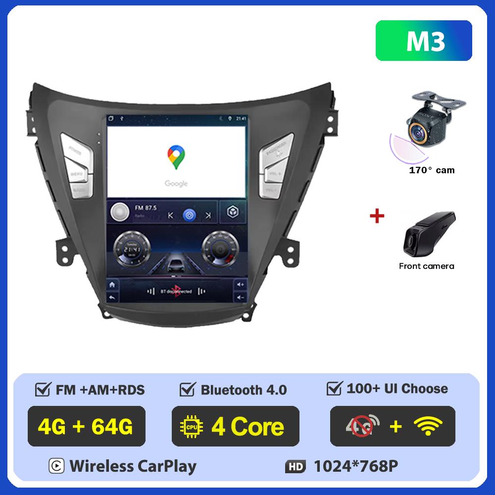 Автомагнитола 9,7 дюйма Для Hyundai Elantra Avante I35 2011-2013 Carplay Вертикальный экран Беспроводной Android Auto GPS Стиль Tesla