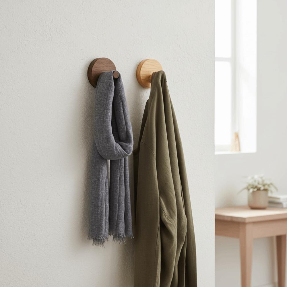 4pcs Solid Wood Wood Hook Beech Walnut Wood Wall Hook Robe Hook Towel Hook Clothes Storage