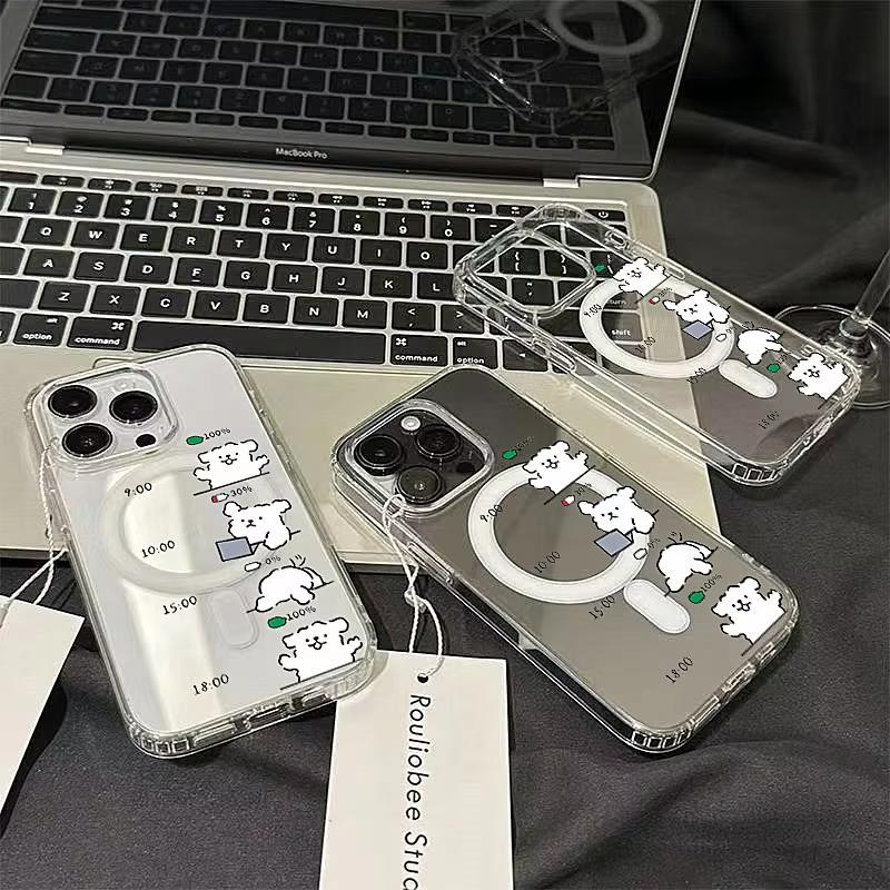 Магнитный чехол для телефона с изображением рабочей собаки для iPhone 17 16 15 14 13 12 11 Pro Plus Max Mini 17 Air 16E X XR XS Прозрачная мультяшная задняя крышка