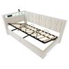 Upholstered Bed 90x200 cm with Storage, LED Lighting on Headboard and Footboard, USB and Type-C, Hydraulic Bed Box, Slatted Frame, Single Bed, Beige