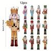 12PCS Nutcracker Wooden Decorative Set - Christmas Gift, Party Decoration And Home Decor