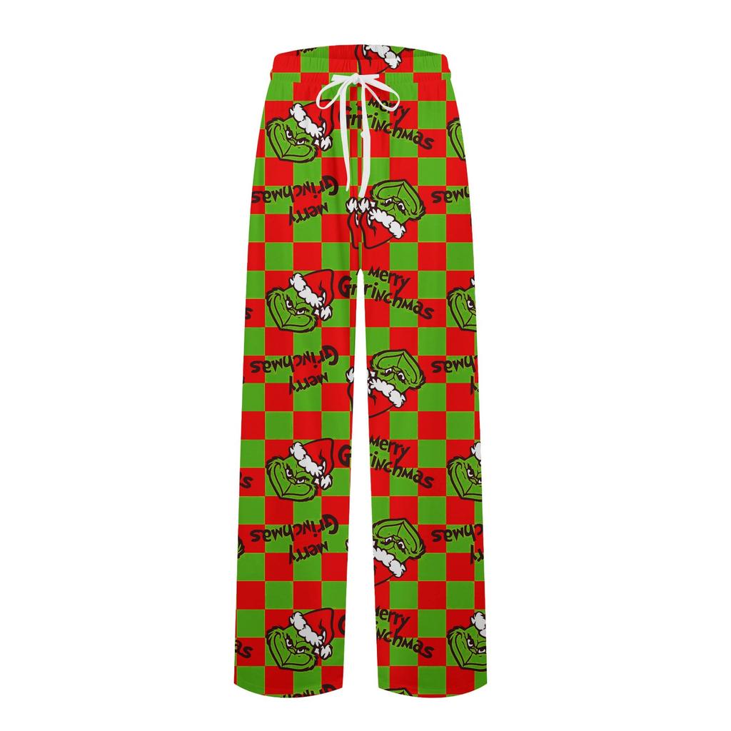 Men's Knitted Fashionable Printed Pocket Casual Pants Pajama Pants
