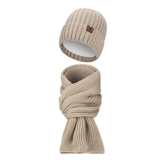 2 Pcs/Set Unisex Winter Hat And Scarf Set Thick Plush-lined Cold-proof Beanie Unisex Neck Cover Outdoor Ski Skating Cycling Scarf Cap Set