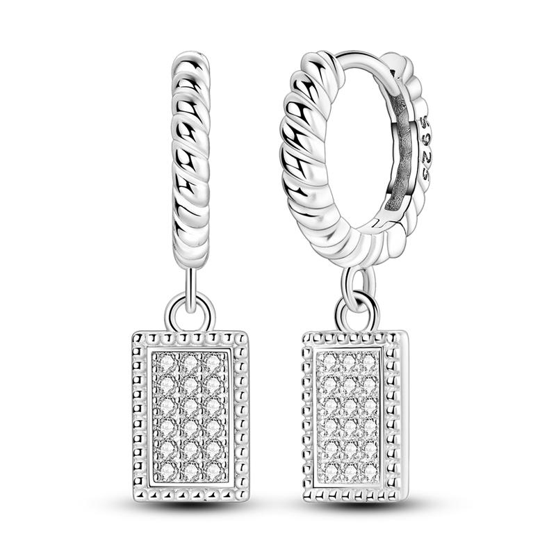 CZ Zircon Earrings 925 Silver Jewelry Hoop Ear Studs Sparkling Pave Earring LOVE Wedding Gift For Women Anniversary